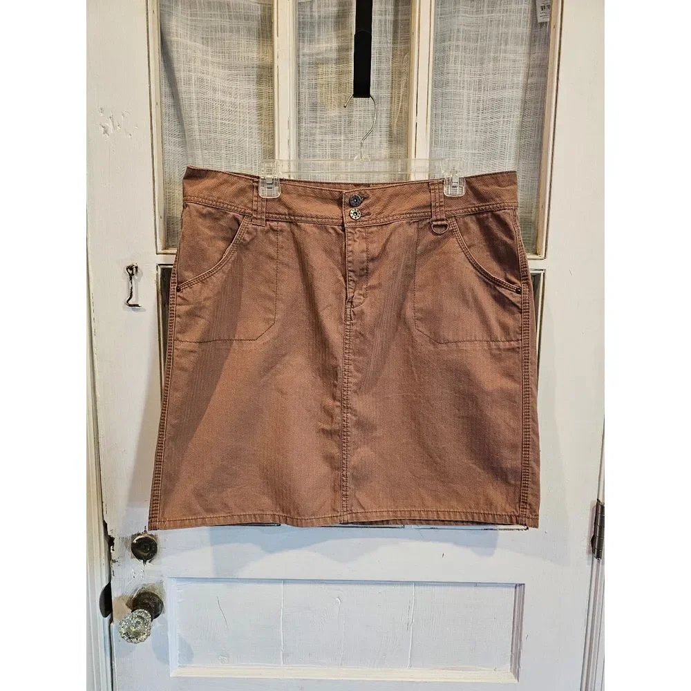 Faded Glory Brown Denim Knee Length‎ Skirt Women's Size 16